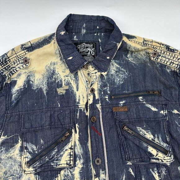 The Heritage by America Denim Distillery 1776 Size 2XL Acid Wash Denim Shirt NWT - Picture 4 of 11